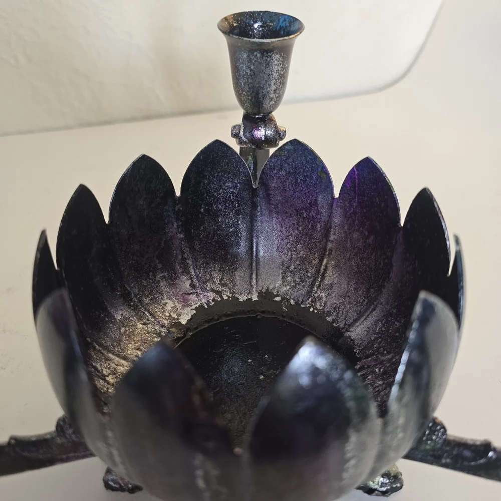 HANDCRAFTED Upcycled 3 Candlestick Holder HANDPAINTED Tabletop Candle Decor